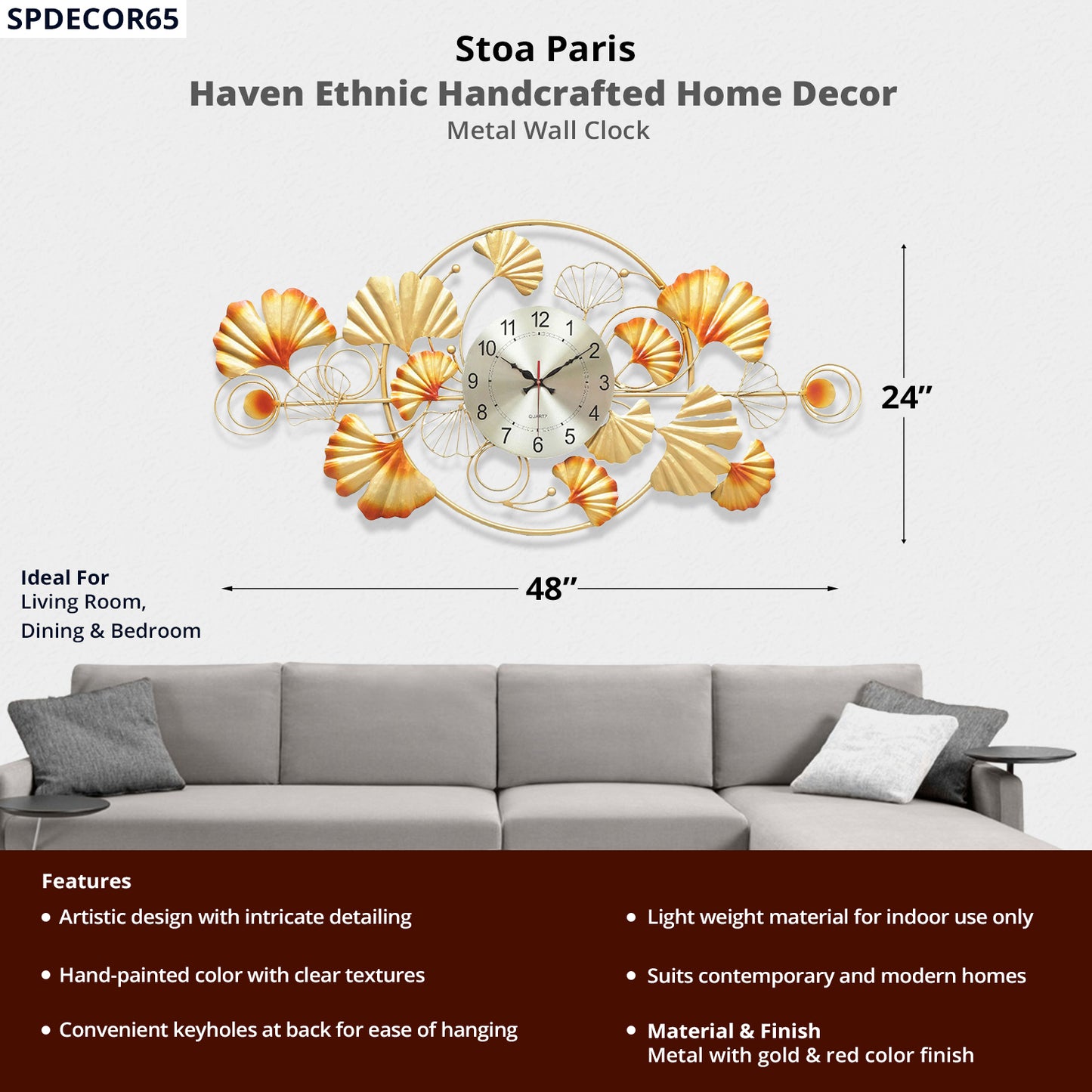 Haven - Handcrafted Décor - Metal Wall Clock - Multi Colour