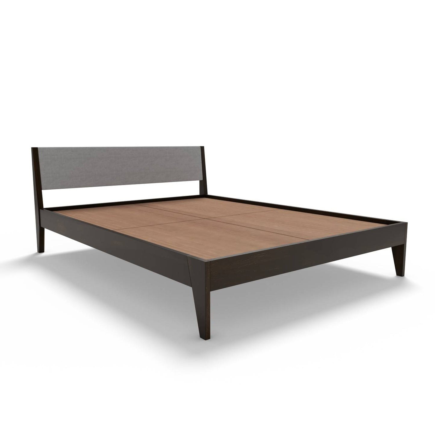 Non Storage King Bed In Solid Sheesham Wood In Walnut Polish Finish