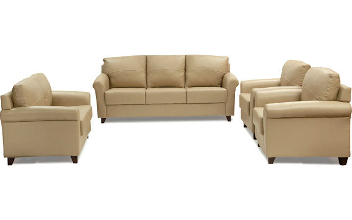 Harmony - Brunette Ivory Leatherite Sofa Set 3-2-1-1