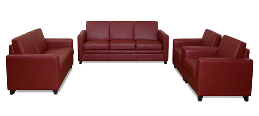 Symphony - Garnet Cherry Leatherite Sofa (3-2-1-1 Sofa Combo)
