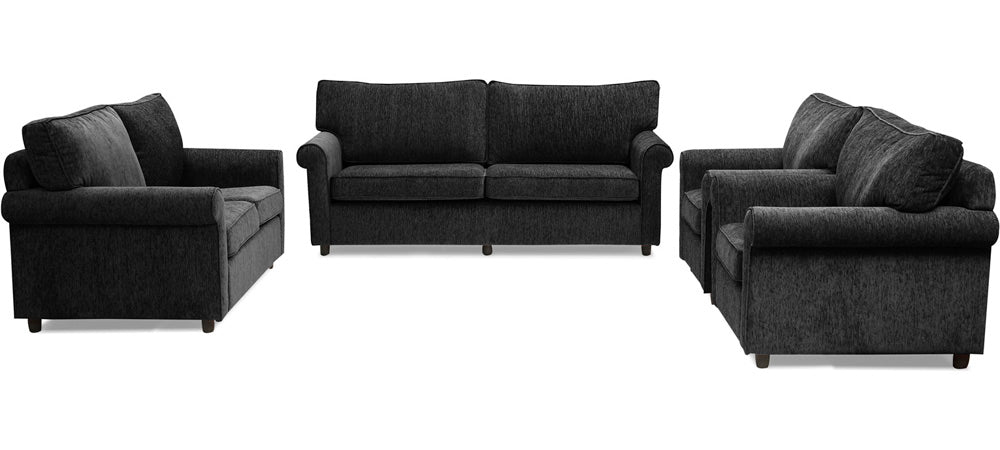 Muse - Carbon Black Fabric Sofa Set 3-2-1-1
