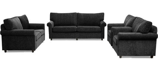 Muse - Carbon Black Fabric Sofa Set 3-2-1-1