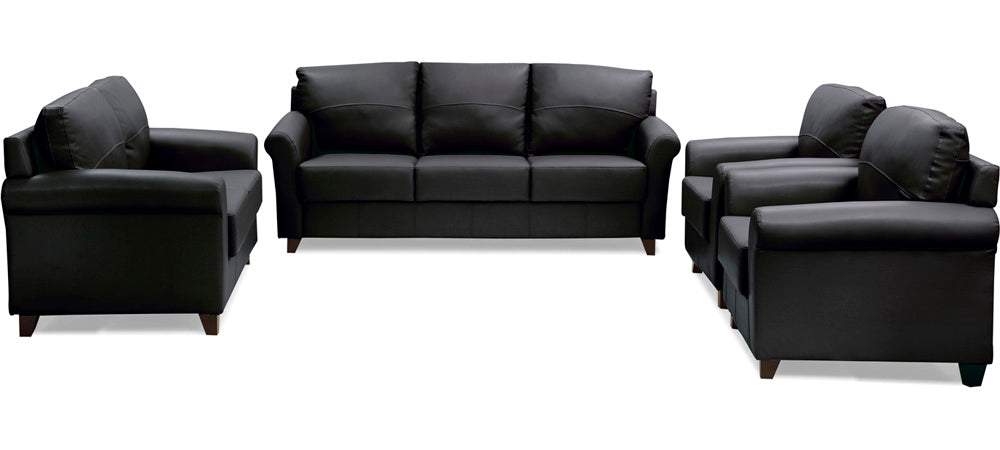 Harmony - Tarmac Black Leatherite Sofa Set 3-2-1-1