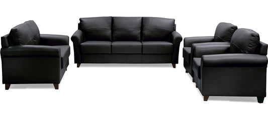 Harmony - Tarmac Black Leatherite Sofa Set 3-2-1-1