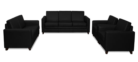 Symphony - Tarmac Black Leatherite Sofa (3-2-1-1 Sofa Combo)