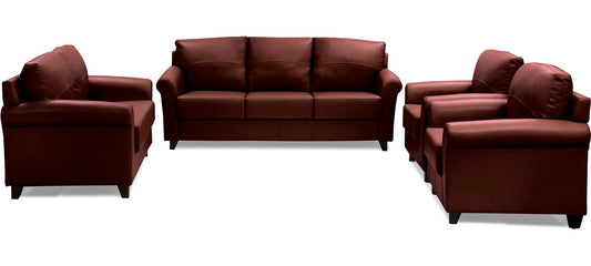 Harmony - Garnet Cherry Leatherite Sofa Set 3-2-1-1