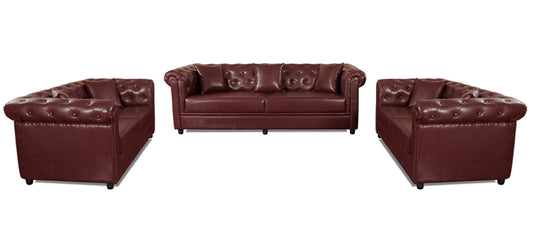 Royale - Garnet Cherry Leatherite Sofa (3-2-2 Sofa Combo)