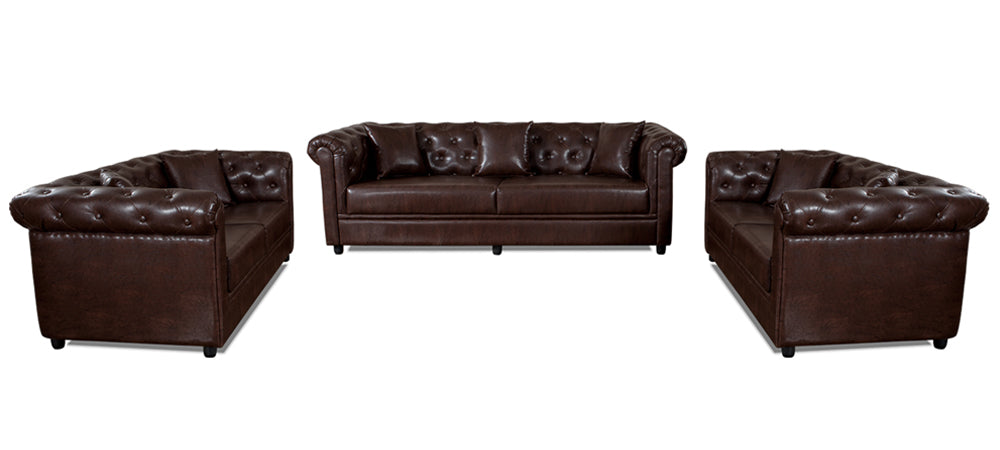 Royale - Warm Tan Leatherite Sofa (3-2-2 Sofa Combo)