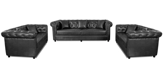 Royale - Misty Grey Leatherite Sofa (3-2-2 Sofa Combo)