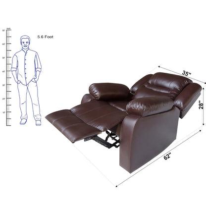 Wilson Leatherette 1 Seater Recliner With Pullout Lever - Dark Brown