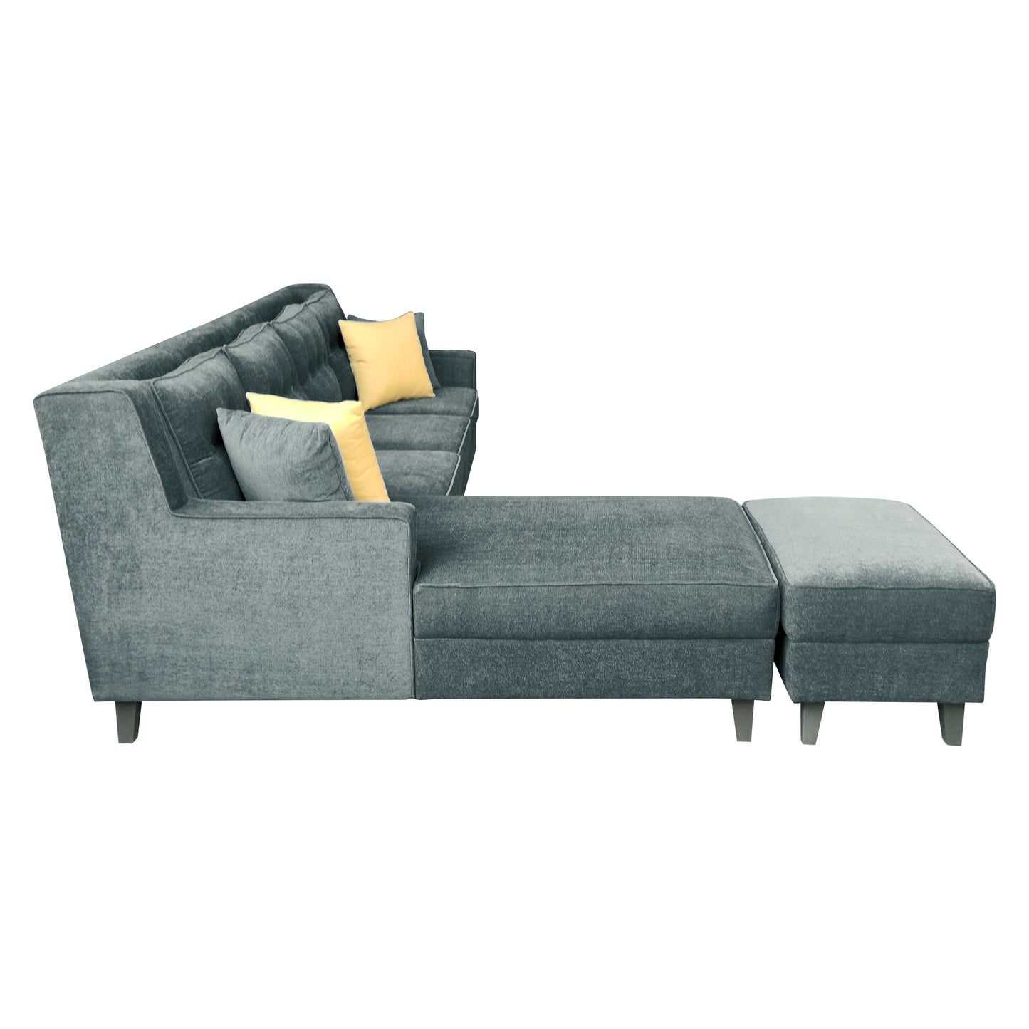 Santafee 6 Seater Right Facing Corner Sofa with Two Seater Ottoman - Grey