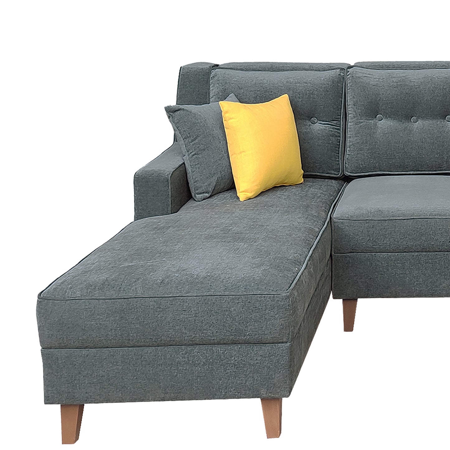 Santafee 6 Seater Right Facing Corner Sofa with Two Seater Ottoman - Grey