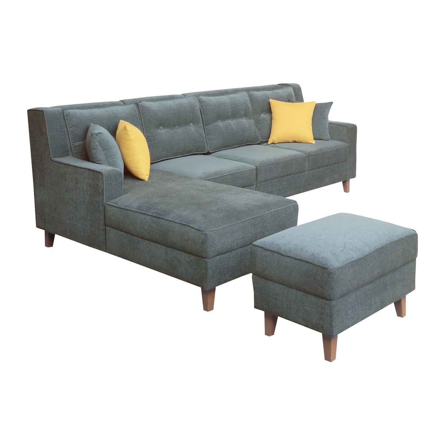 Santafee 6 Seater Right Facing Corner Sofa with Two Seater Ottoman - Grey