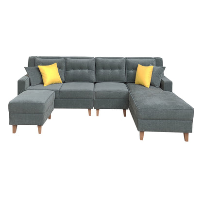 Santafee 6 Seater Right Facing Corner Sofa with Two Seater Ottoman - Grey