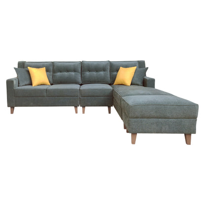 Santafee 6 Seater Right Facing Corner Sofa with Two Seater Ottoman - Grey