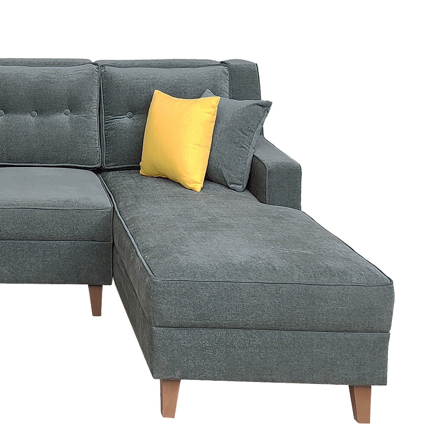 Santafee 6 Seater Right Facing Corner Sofa with Two Seater Ottoman - Grey