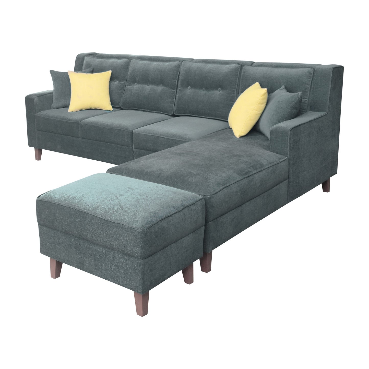 Santafee 6 Seater Right Facing Corner Sofa with Two Seater Ottoman - Grey