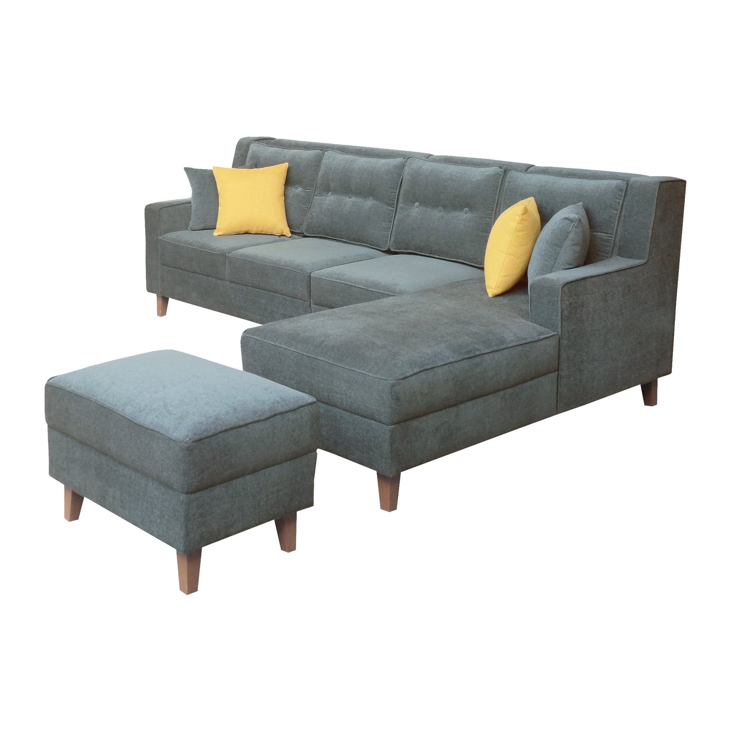 Santafee 6 Seater Right Facing Corner Sofa with Two Seater Ottoman - Grey