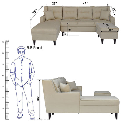 Santafee 6 Seater Sofa - Beige