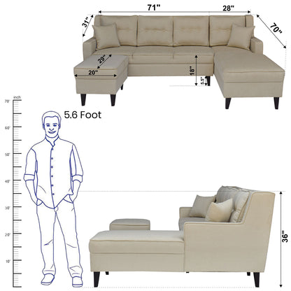 Santafee 6 Seater Sofa - Beige