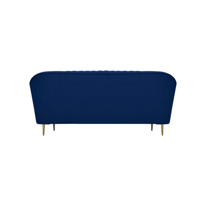 Nikia Quilted Back Fabric Sofa - Blue
