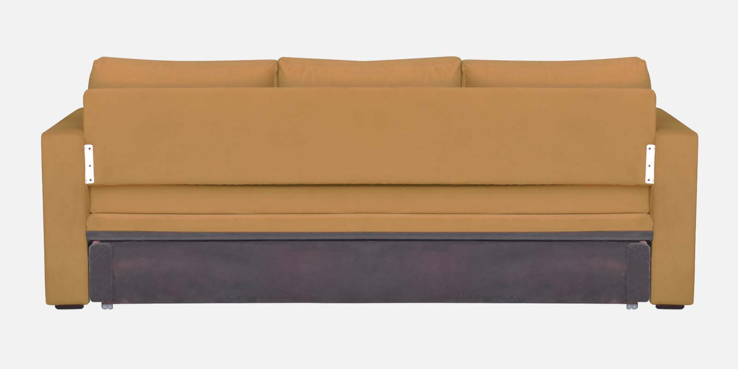 Magnet Fabric 3 Seater Sofa Bed With Loose Cushions and Storage - Mustard