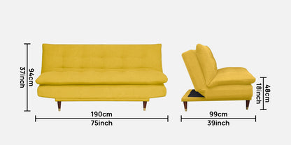 Quinn 3 Seater Sofa cum Bed- Yellow