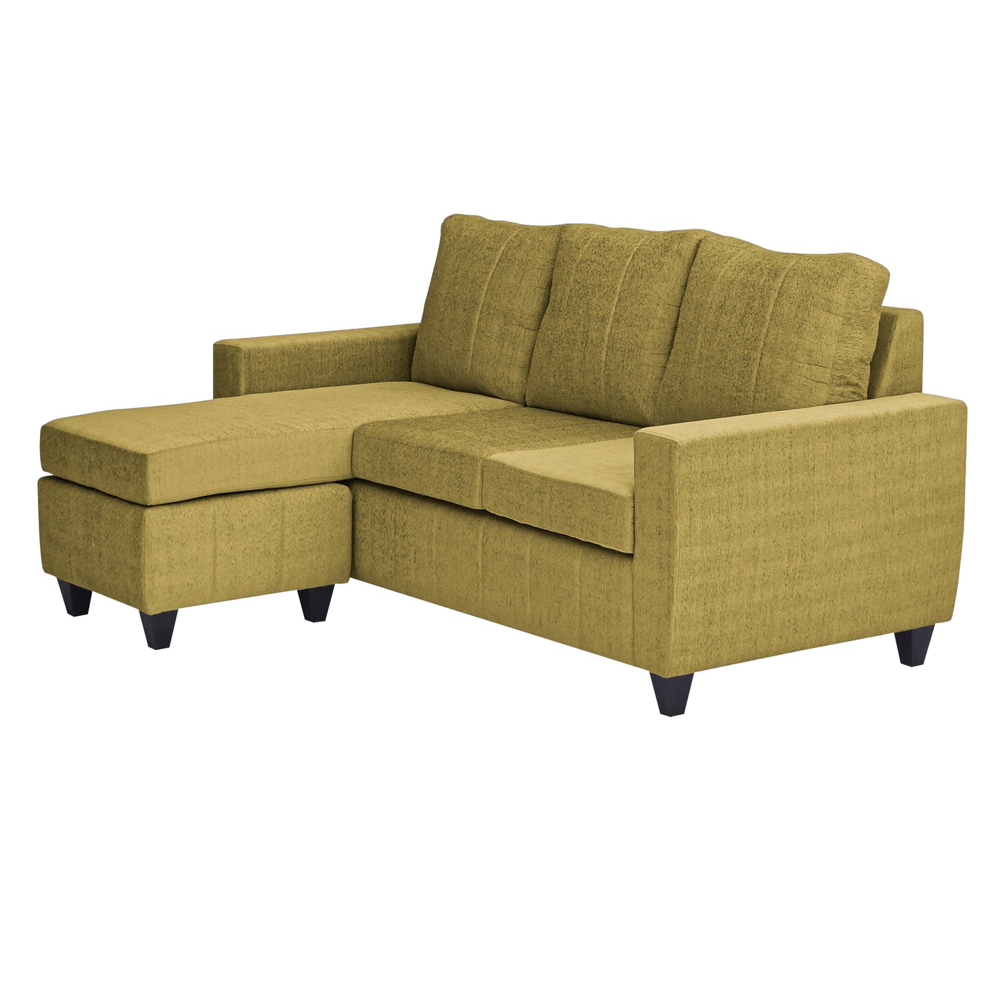 Tayson Fabric 4 Seater (3 Seater + Ottoman) Sofa - Mehandi