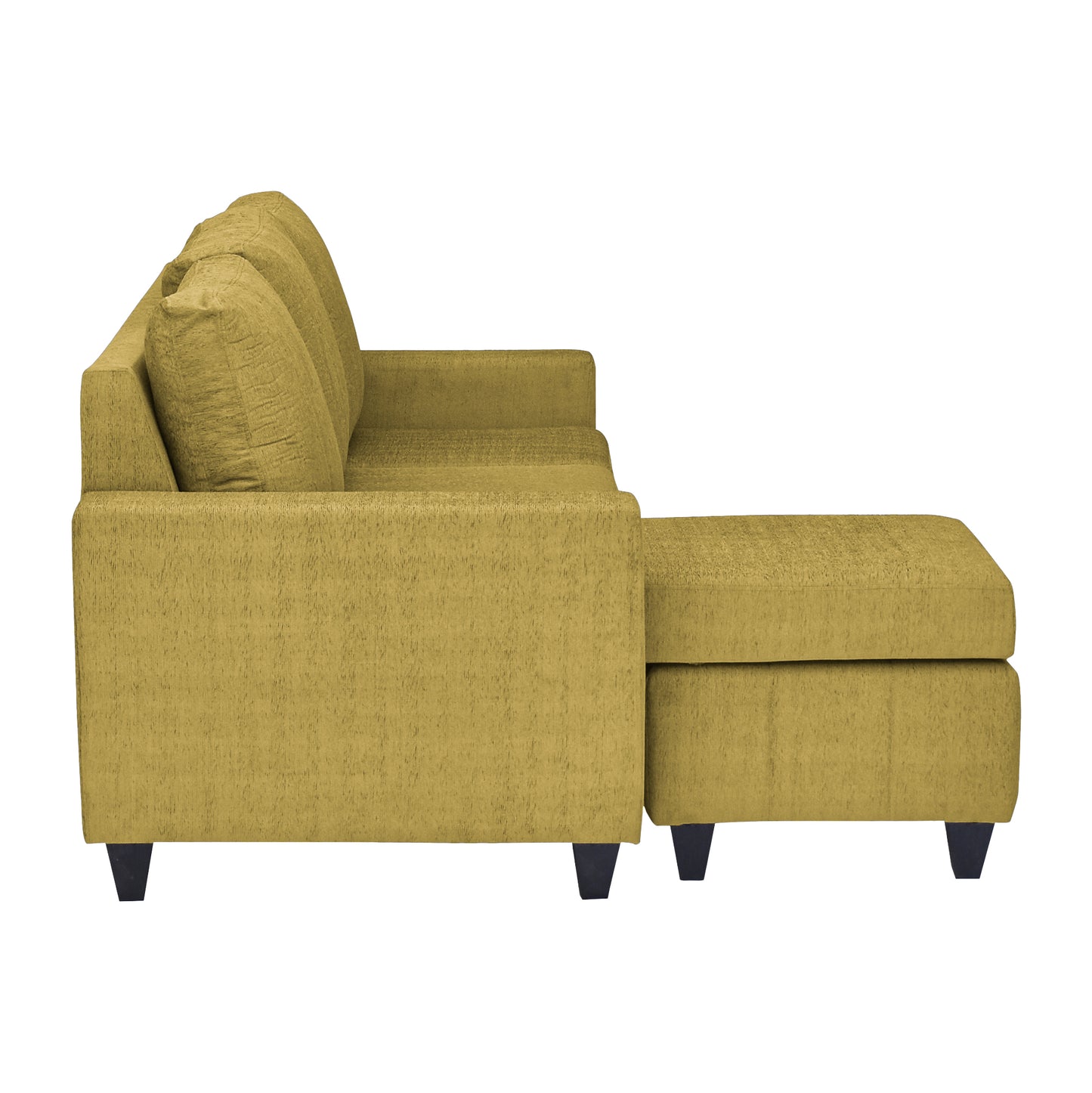 Tayson Fabric 4 Seater (3 Seater + Ottoman) Sofa - Mehandi