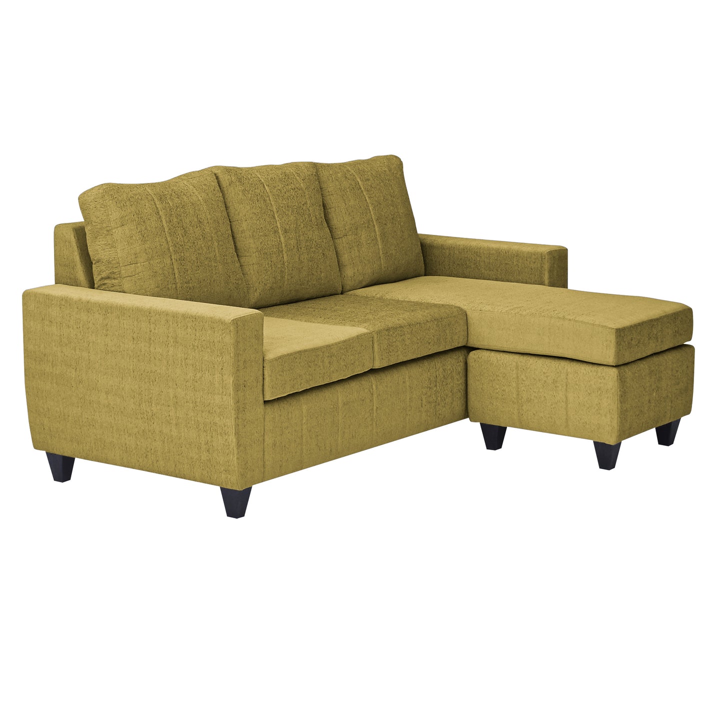 Tayson Fabric 4 Seater (3 Seater + Ottoman) Sofa - Mehandi