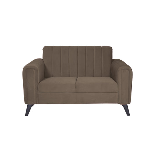 Mabel Quilted Back Fabric Sofa - Dark Brown