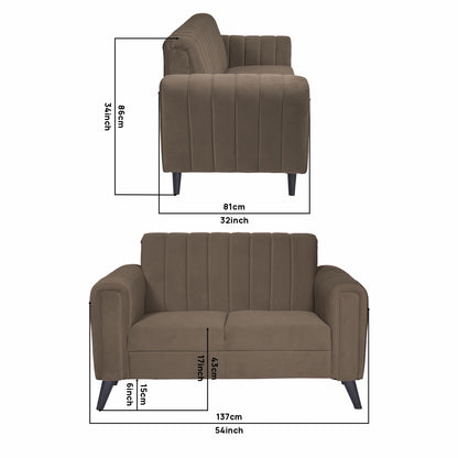 Mabel Quilted Back Fabric Sofa - Dark Brown