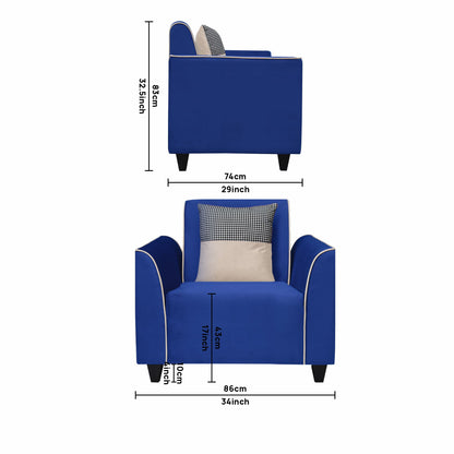 Beckett Cushion Back Fabric Sofa - Blue & Beige