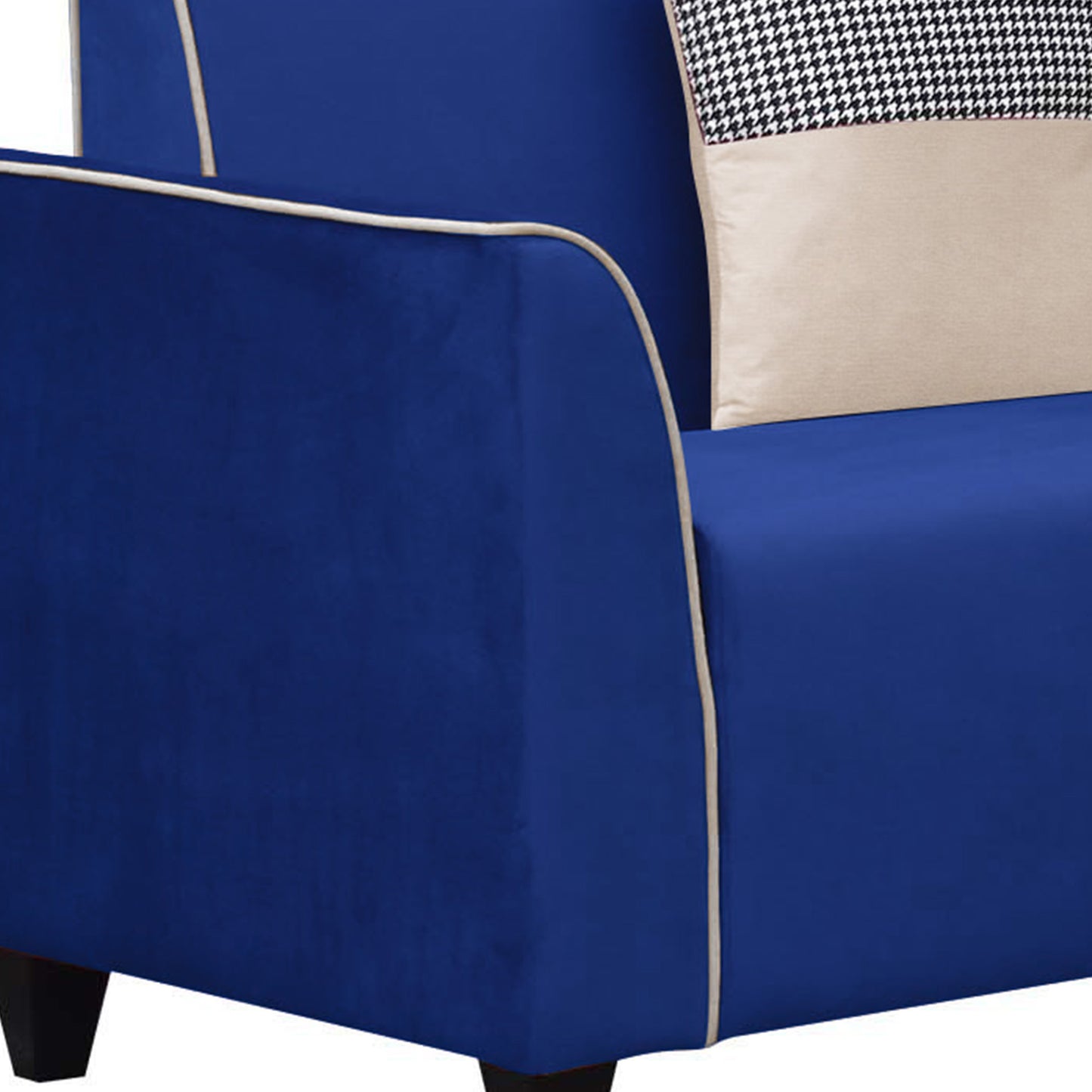 Beckett Cushion Back Fabric Sofa - Blue & Beige