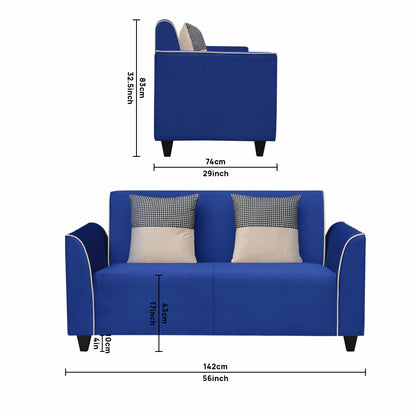 Beckett Cushion Back Fabric Sofa - Blue & Beige