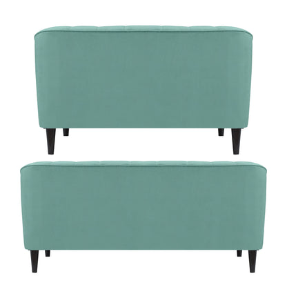 Persia Quilted Back 3+2 Seater FabricSofa Set - Sea Green