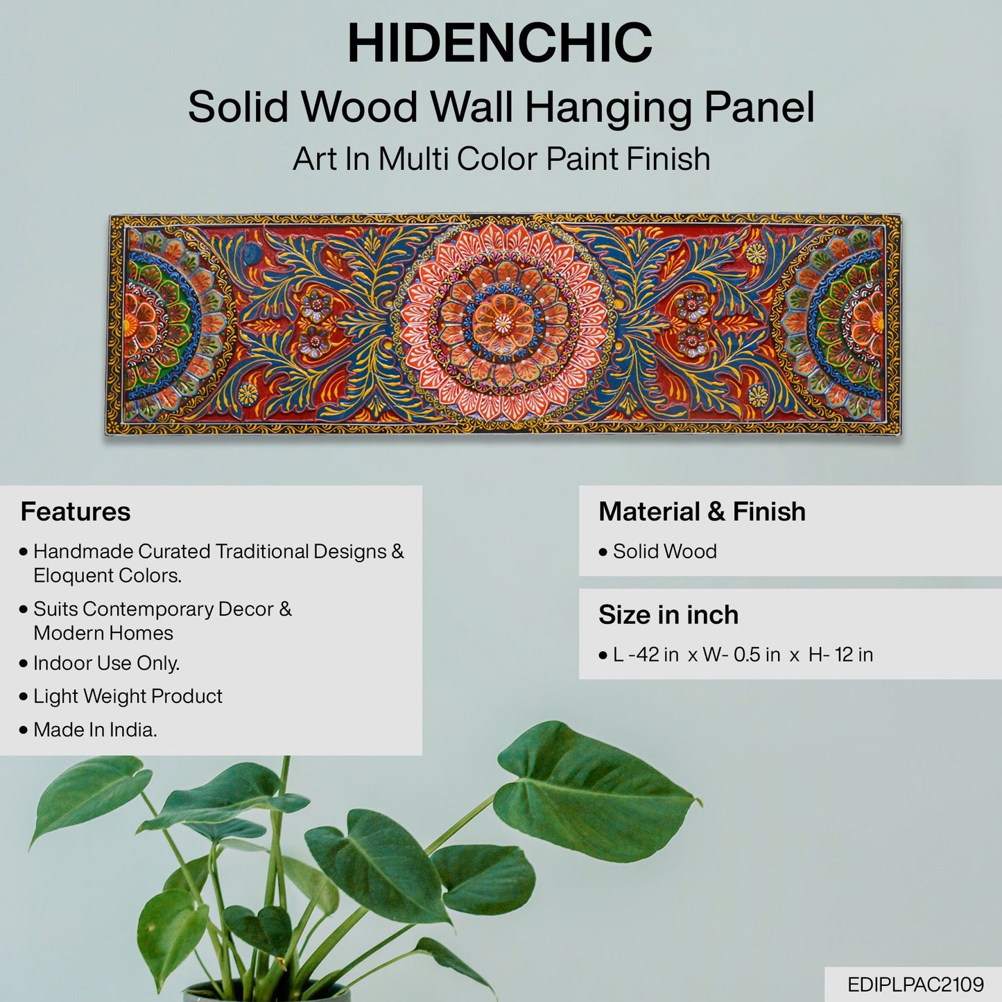 Viraa - Solid Wood Wall Art - Multi Colour Paint Finish