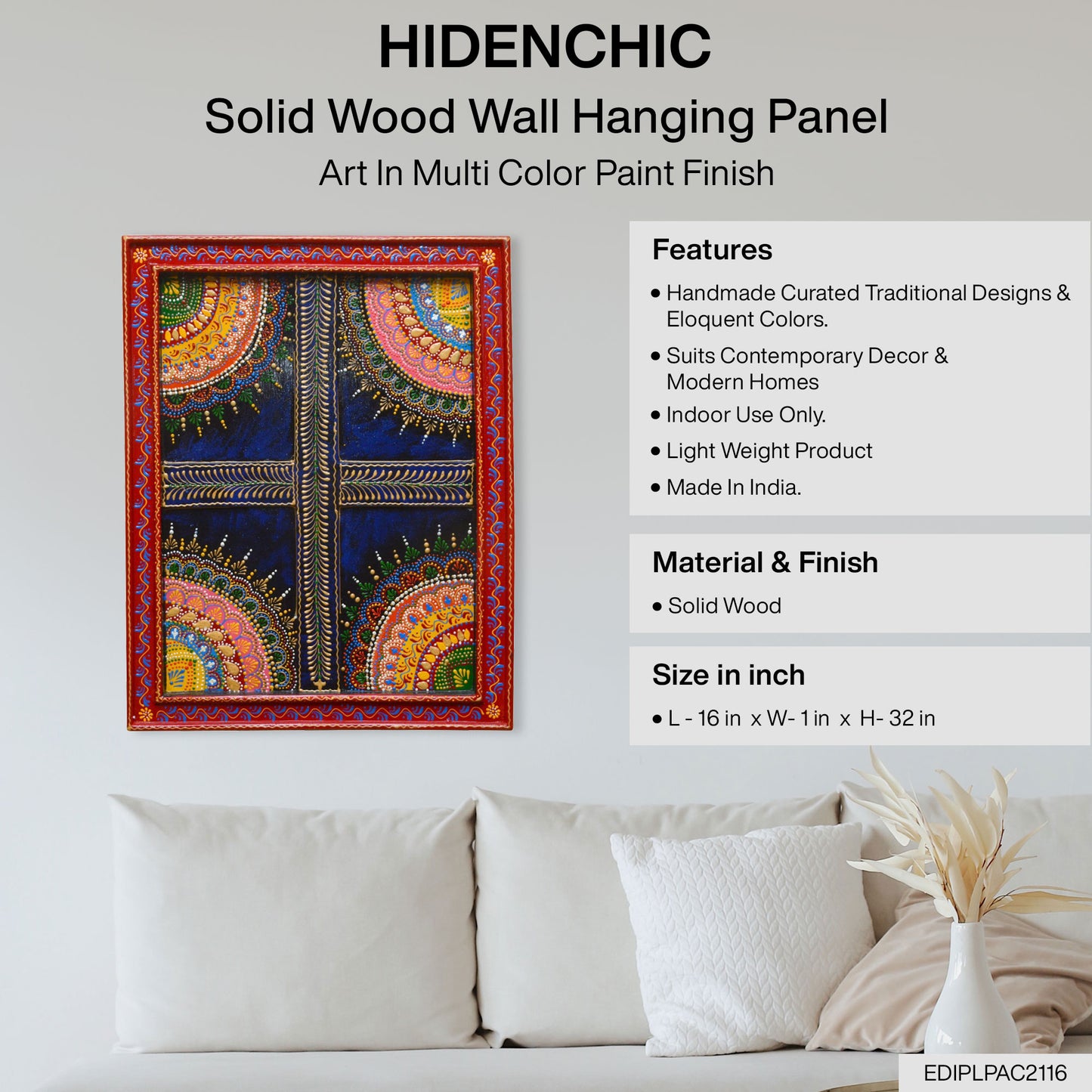 Vatsal - Solid Wood Wall Art - Multi Colour Paint Finish