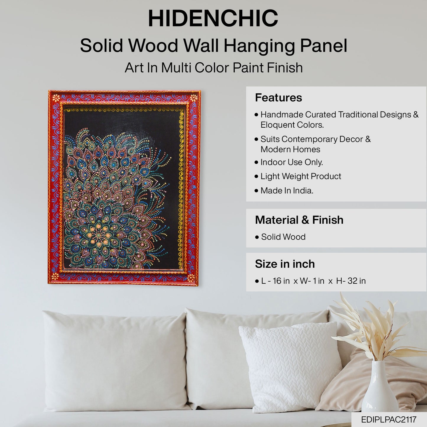 Giaan - Solid Wood Wall Art - Multi Colour Paint Finish