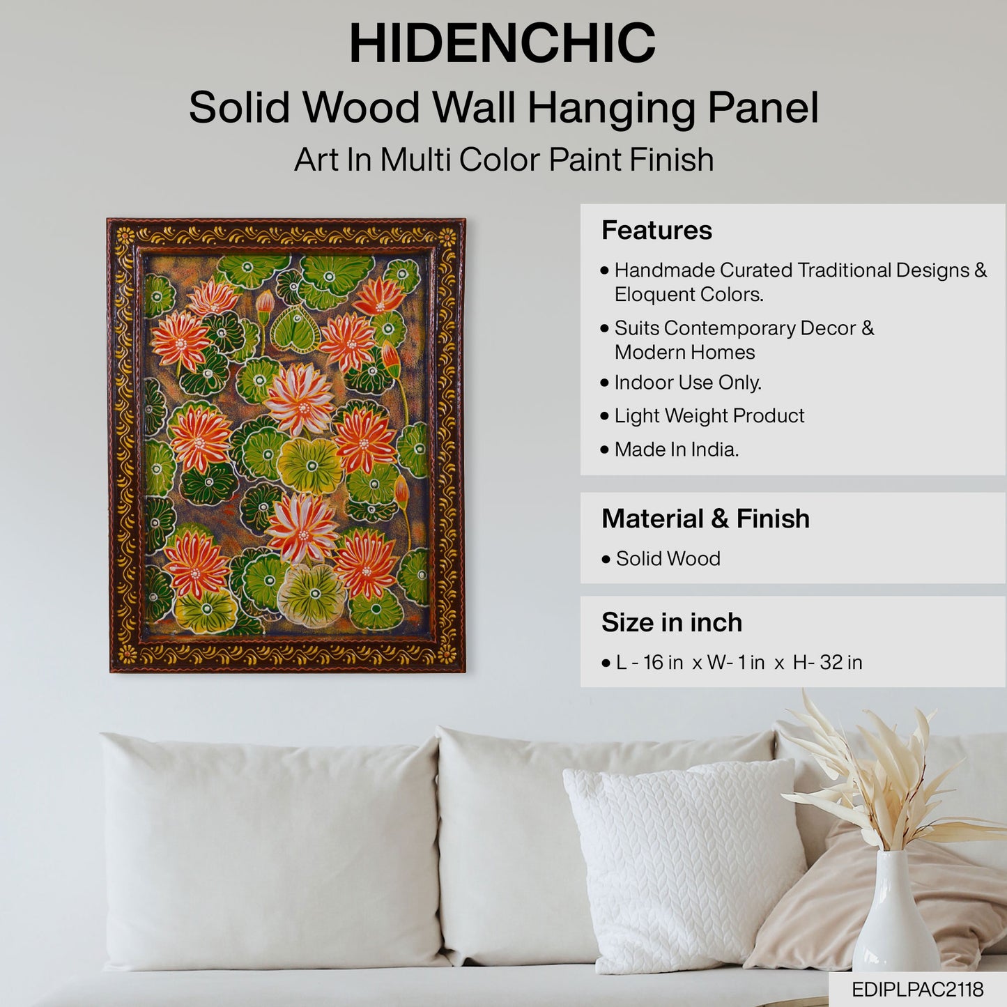 Shubh - Solid Wood Wall Art - Multi Colour Paint Finish