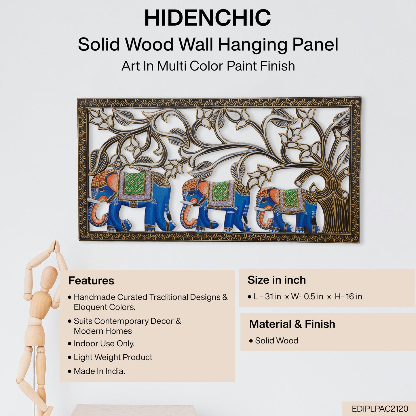 Mavir - Solid Wood Wall Art - Multi Colour Paint Finish