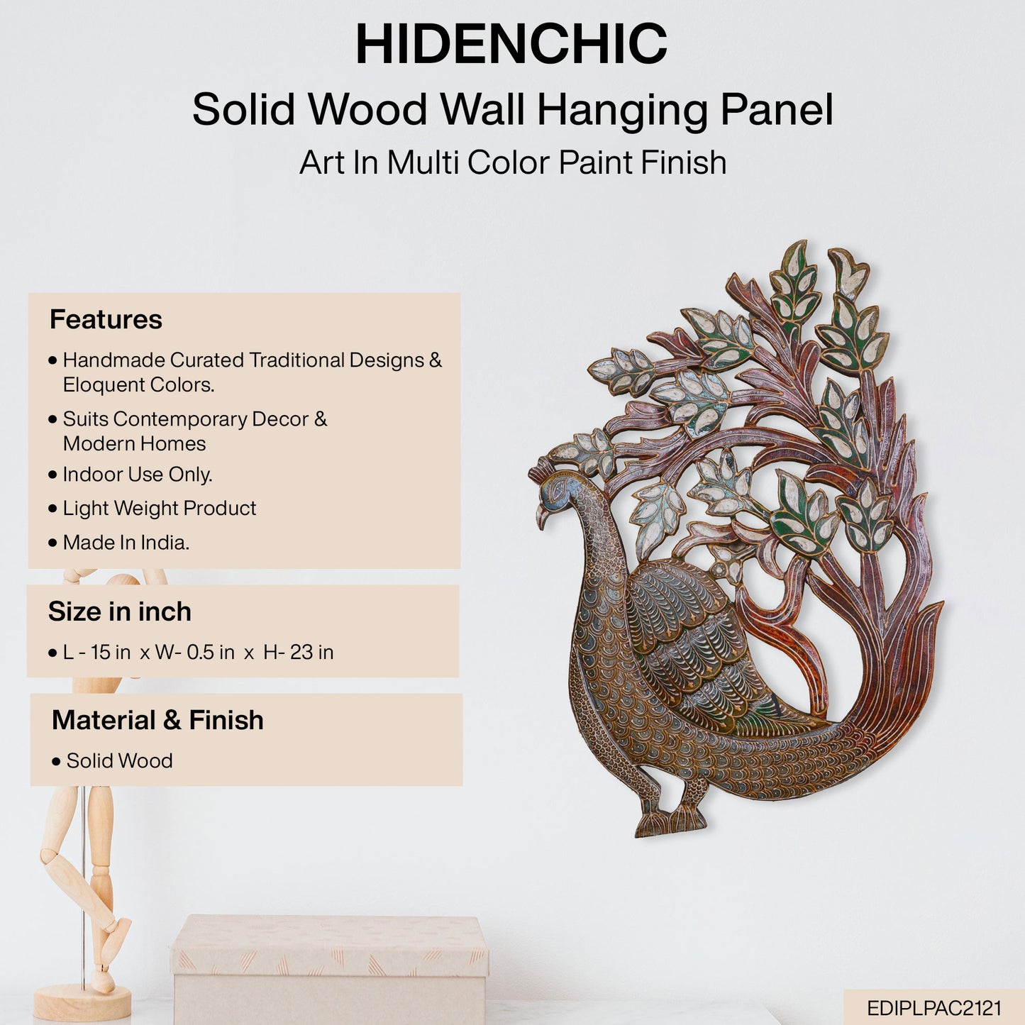 Vijayraj - Solid Wood Wall Art - Multi Colour Paint Finish