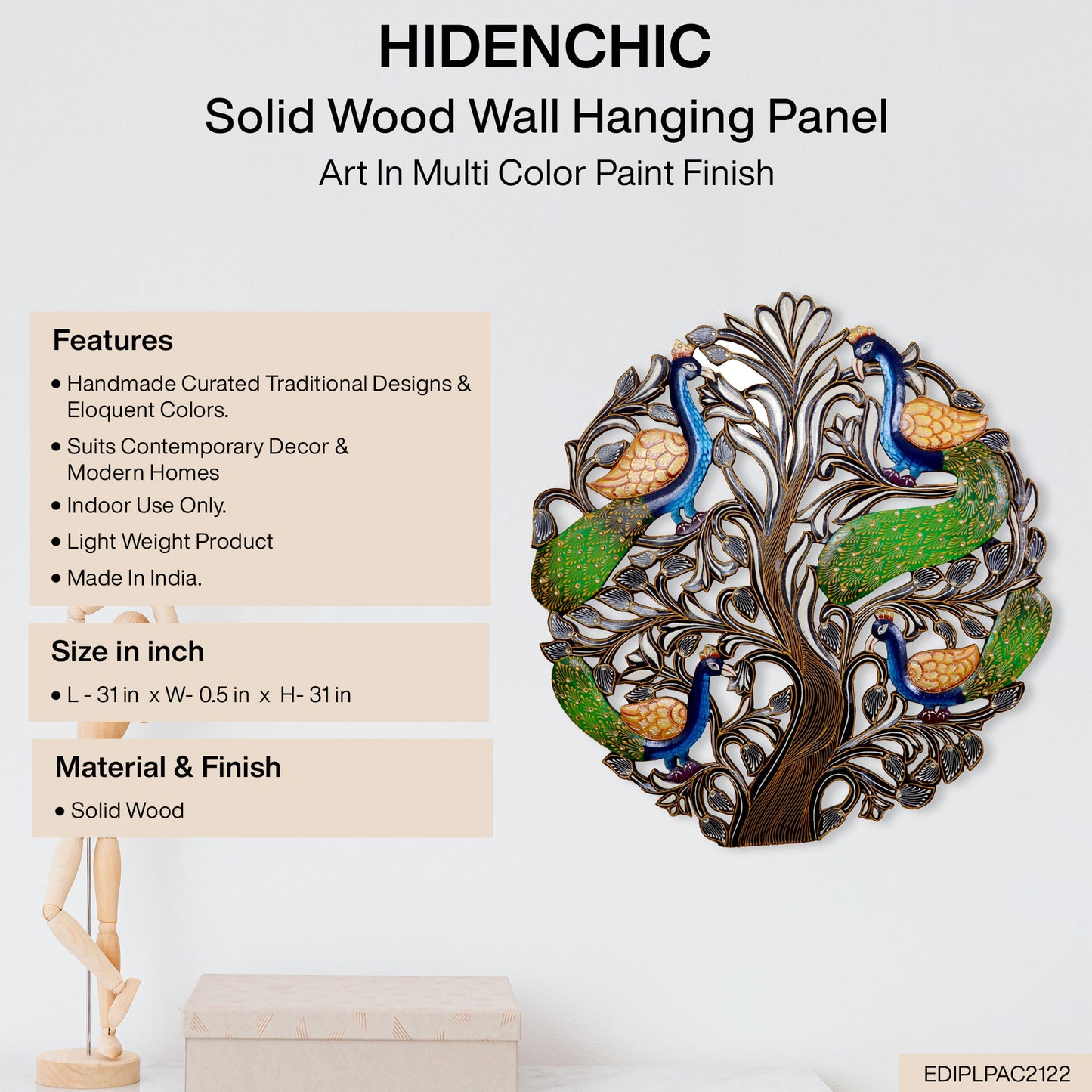 Nuved - Solid Wood Wall Art - Multi Colour Paint Finish