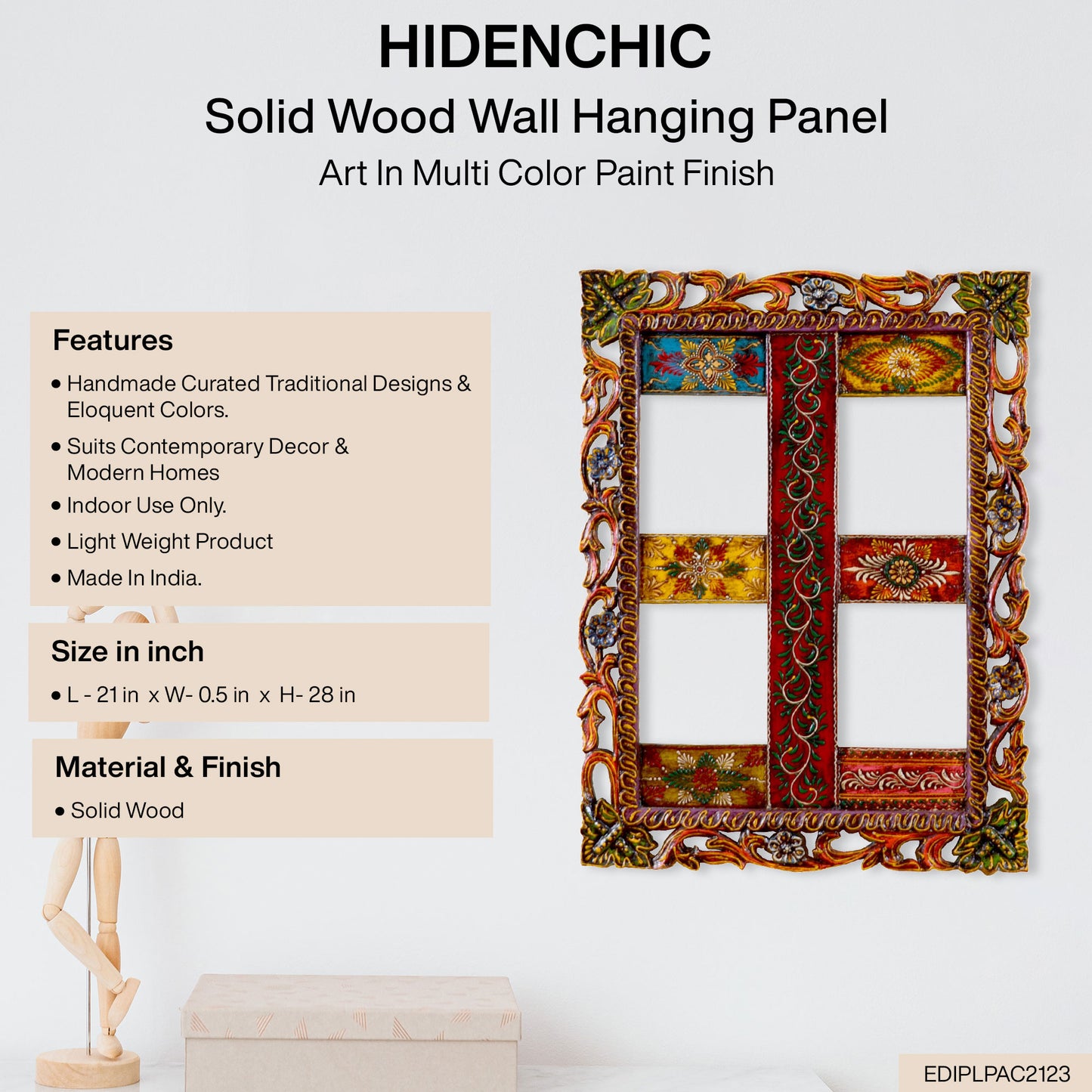 Litvik - Solid Wood Wall Art - Multi Colour Paint Finish