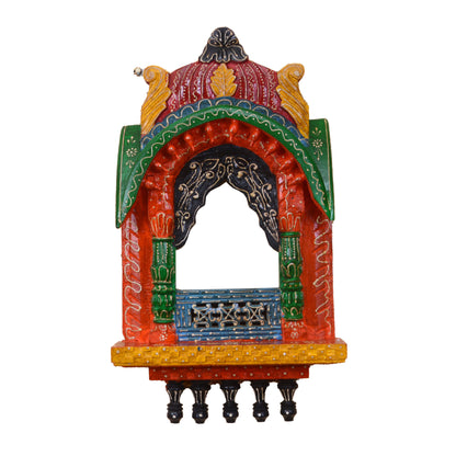 Viransha - Solid Wood Wall Hanging Jharoka - Multi Colour Paint Finish