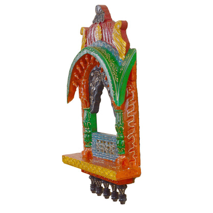 Viransha - Solid Wood Wall Hanging Jharoka - Multi Colour Paint Finish