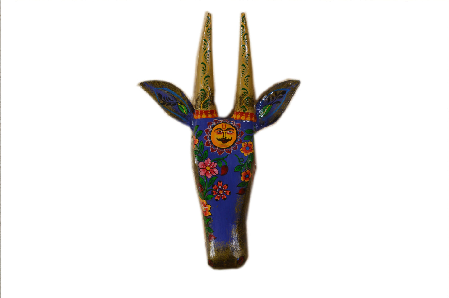 Zoya - Solid Wood Cow Face Wall Art - Multi Colour Paint Finish