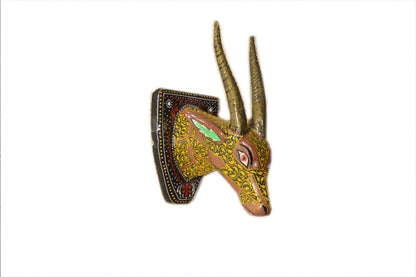 Trivia - Solid Wood Deer Face Wall Art - Multi Colour Paint Finish