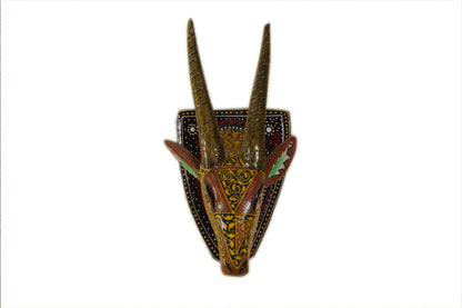 Trivia - Solid Wood Deer Face Wall Art - Multi Colour Paint Finish