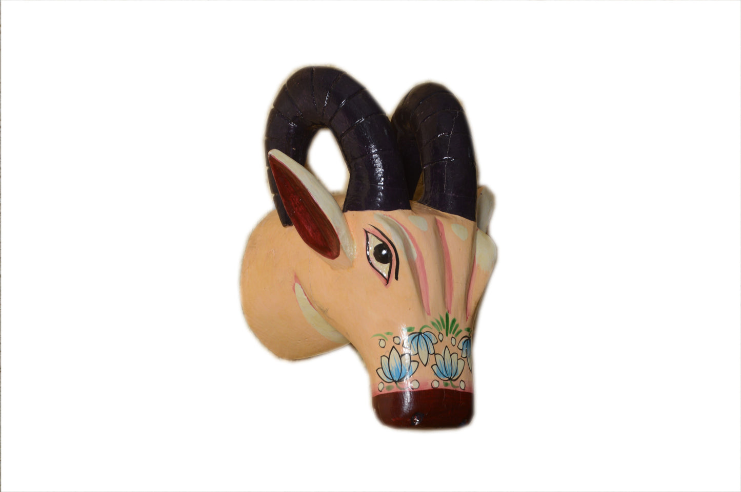 Andhaka - Solid Wood Ox Face Wall Art - Multi Colour Paint Finish